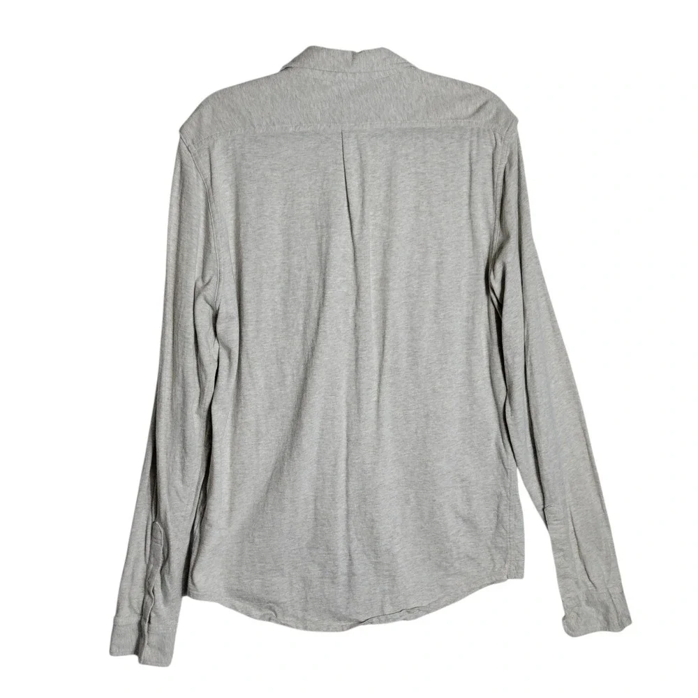 J. Crew Knit Goods Slub Cotton Button Down Shirt Grey Large Tall LT Re-Imagined